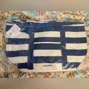 Manna Blue and White Insulated Tote Bag